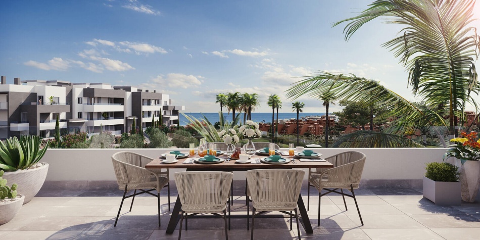 Modern Estepona Apartments with Great Payment Options. Terrace panoramic views