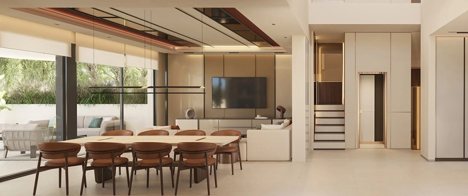 Ejemplo de decoración de un comedor en una de las residencias de Dunique