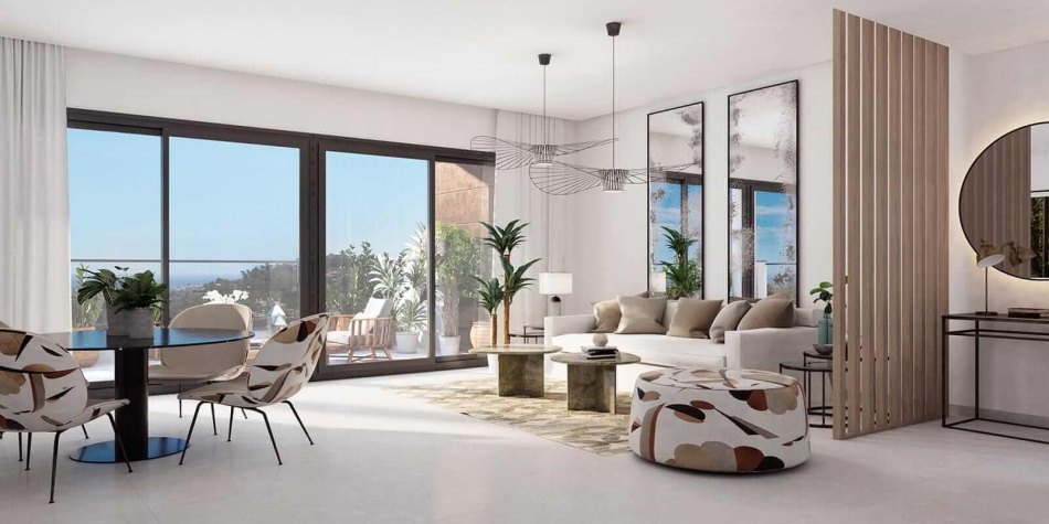 Affordable new build apartments in Benhavis. Living room