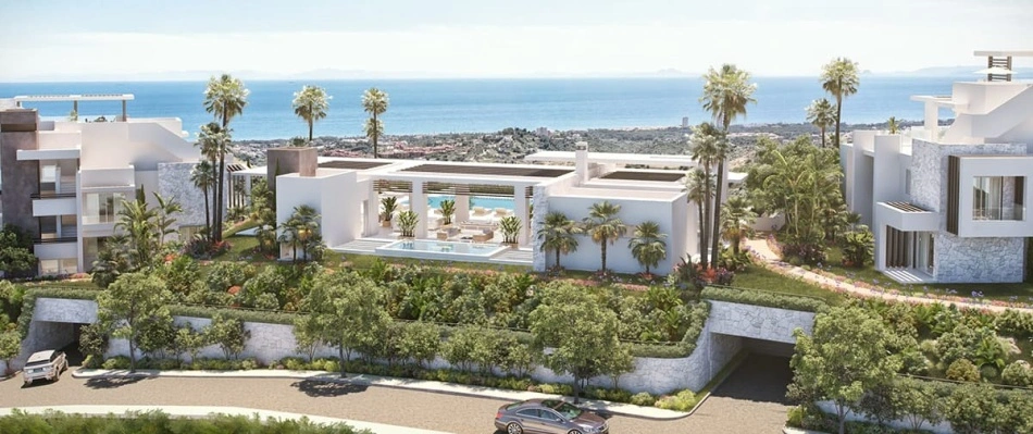Vistas desde la piscina comunitaria en Ocean View Marbella