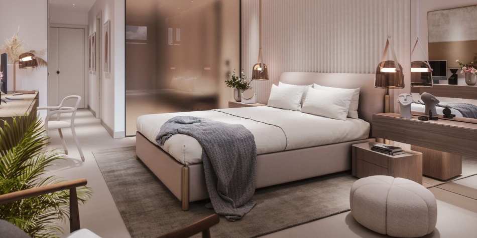 Dormitorio de estilo moderno y lujoso