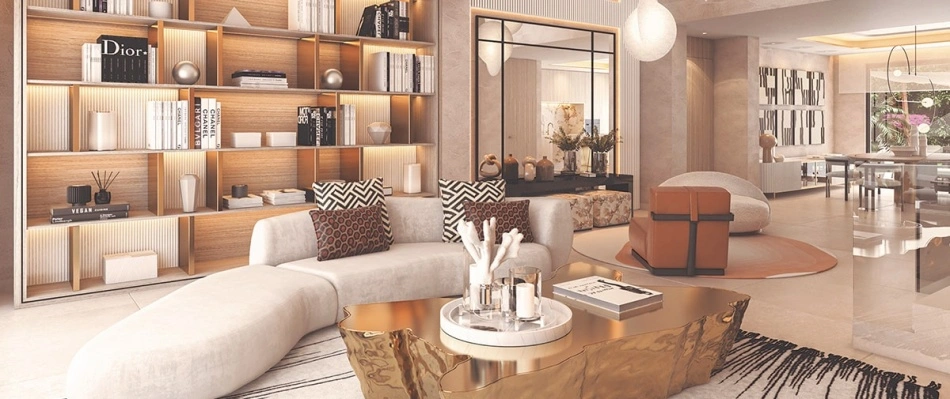 Ejemplo de decoración de la sala de estar en una de las villas 