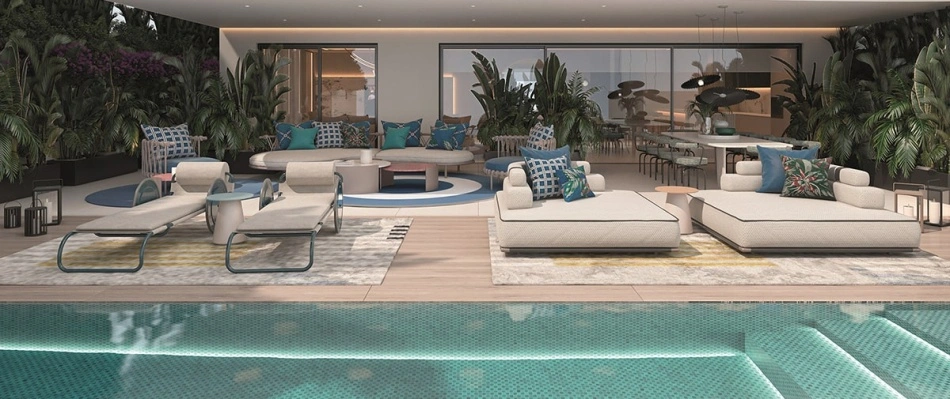 Piscina privada en una de las residencias de Dunique Marbella